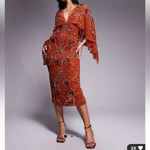 ASOS MIDI  CAPE dress with floral embellishment